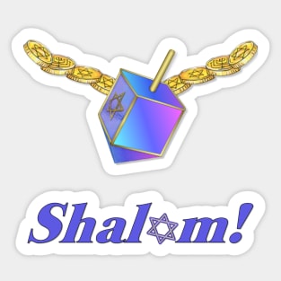 Shalom Gold Coins Hanukkah Sticker